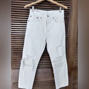 Levi’s 501 white distressed jeans 26 x 26